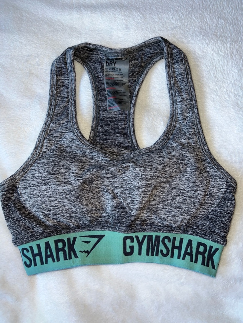 Gymshark Heather Gray Sports Bra with Mint Band